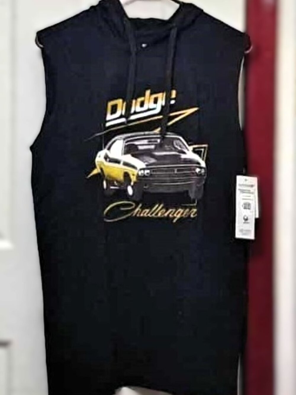 Officially Licensed Dodge Challenger Graphic Sleeveless Hoodie - Black